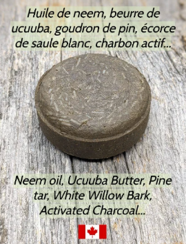 Natural pine tar and neem oil solid shampoo bar for scalp care by Lubies